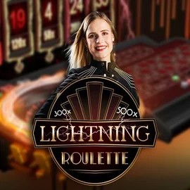 Lightning Roulette online game logo by Evolution on foxygold-casinos.com